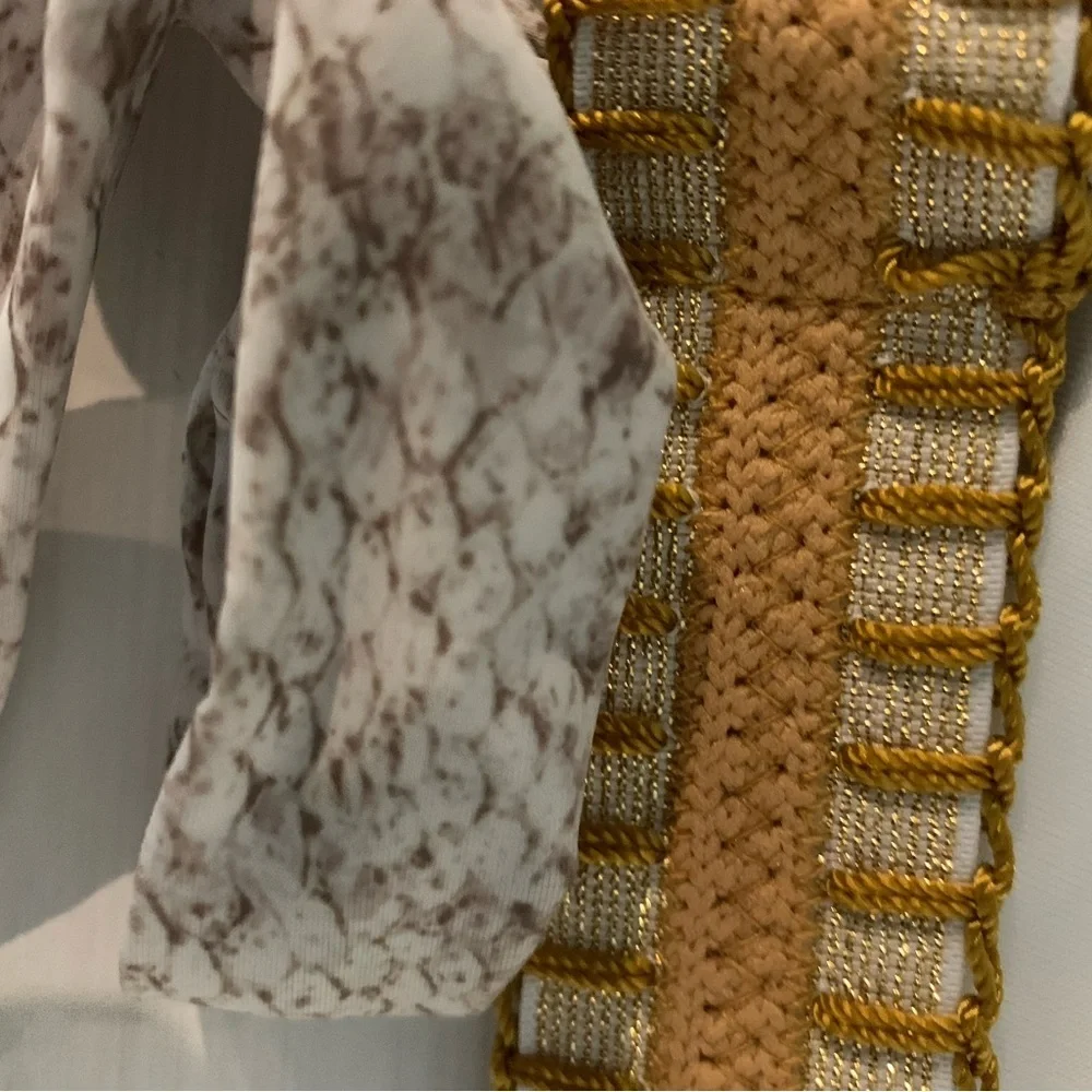 White & Tan Crochet-Trim Bikini